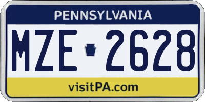 PA license plate MZE2628
