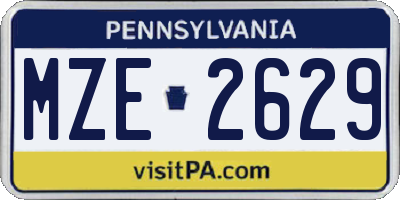 PA license plate MZE2629