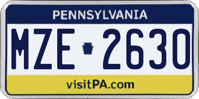 PA license plate MZE2630