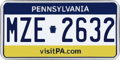 PA license plate MZE2632