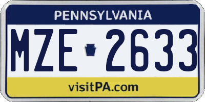 PA license plate MZE2633