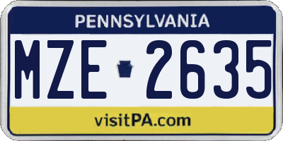 PA license plate MZE2635