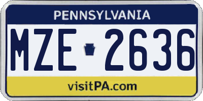 PA license plate MZE2636