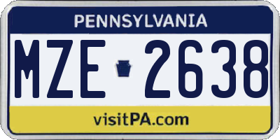 PA license plate MZE2638