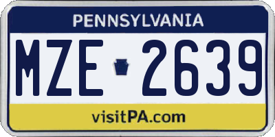 PA license plate MZE2639