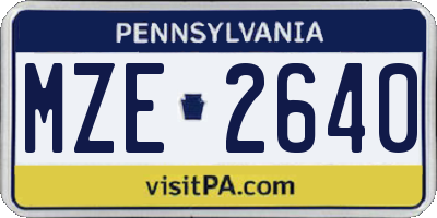 PA license plate MZE2640