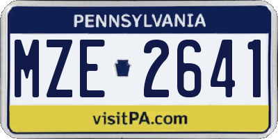 PA license plate MZE2641