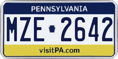 PA license plate MZE2642