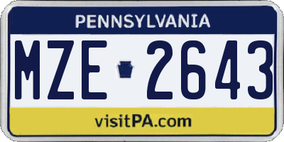 PA license plate MZE2643