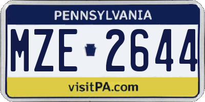 PA license plate MZE2644