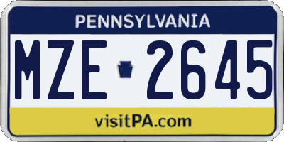 PA license plate MZE2645