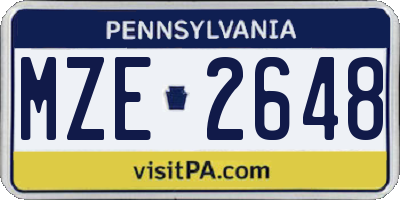PA license plate MZE2648