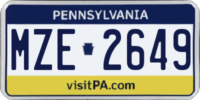 PA license plate MZE2649