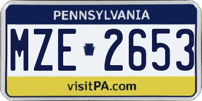 PA license plate MZE2653