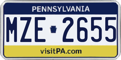 PA license plate MZE2655