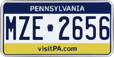 PA license plate MZE2656