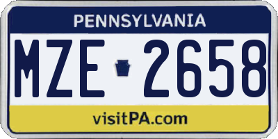 PA license plate MZE2658