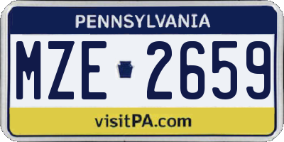 PA license plate MZE2659