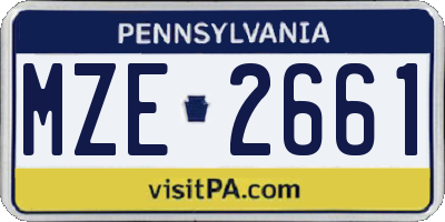 PA license plate MZE2661