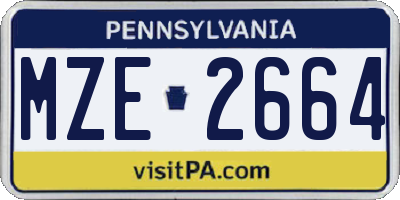 PA license plate MZE2664