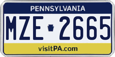 PA license plate MZE2665
