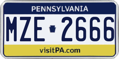 PA license plate MZE2666