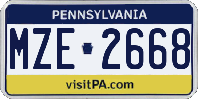 PA license plate MZE2668