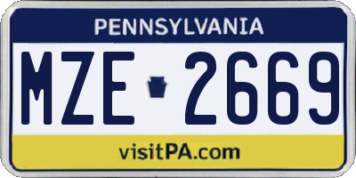 PA license plate MZE2669
