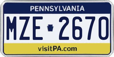 PA license plate MZE2670
