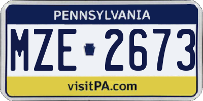 PA license plate MZE2673