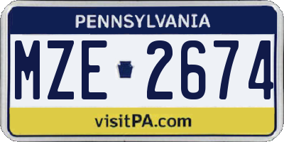 PA license plate MZE2674