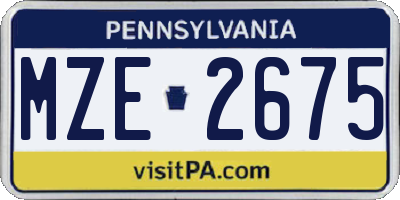 PA license plate MZE2675