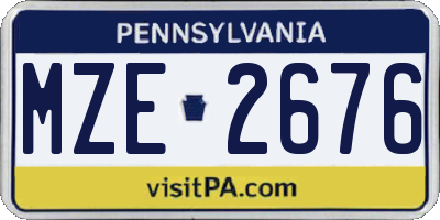 PA license plate MZE2676