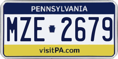 PA license plate MZE2679