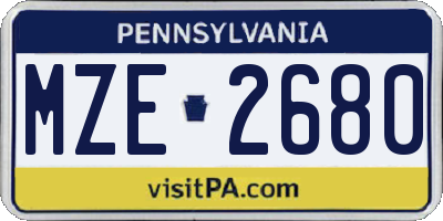 PA license plate MZE2680
