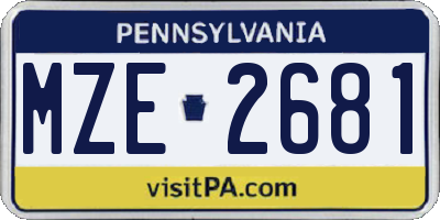 PA license plate MZE2681