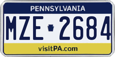 PA license plate MZE2684