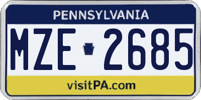 PA license plate MZE2685