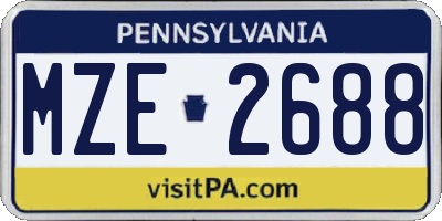 PA license plate MZE2688