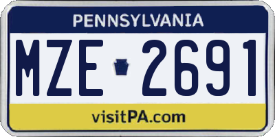 PA license plate MZE2691