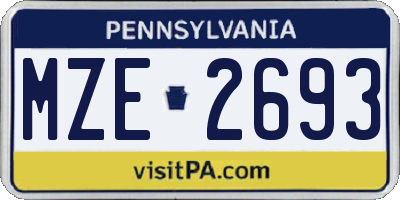 PA license plate MZE2693