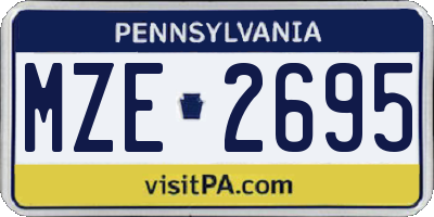 PA license plate MZE2695
