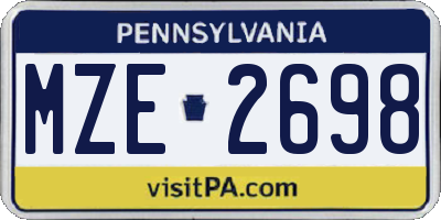 PA license plate MZE2698