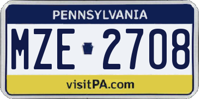 PA license plate MZE2708