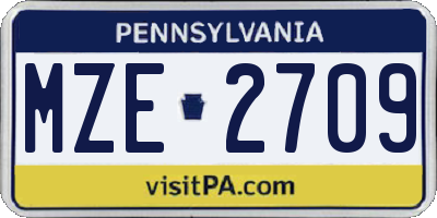 PA license plate MZE2709