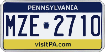 PA license plate MZE2710