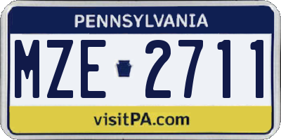 PA license plate MZE2711