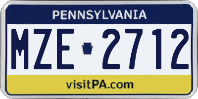 PA license plate MZE2712