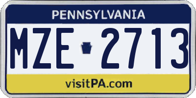 PA license plate MZE2713