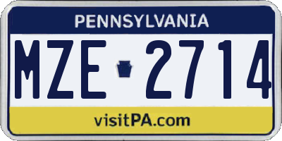 PA license plate MZE2714